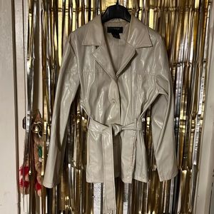 Outer Edge,off white, polyurethane, mid length water resistant Jacket